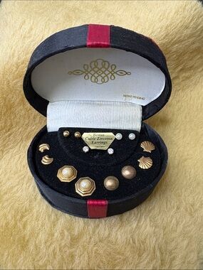 Gold-Tone Faux Pearl and Shell Earring Set - Multi Pair